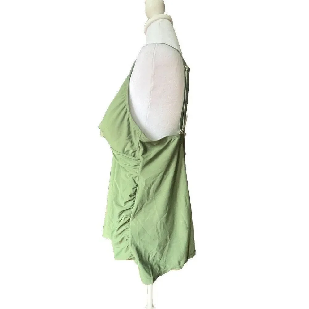 Aqua Eve Tankini Top Women Padded Adjustable GREEN Size 18W NWT - Picture 2 of 5